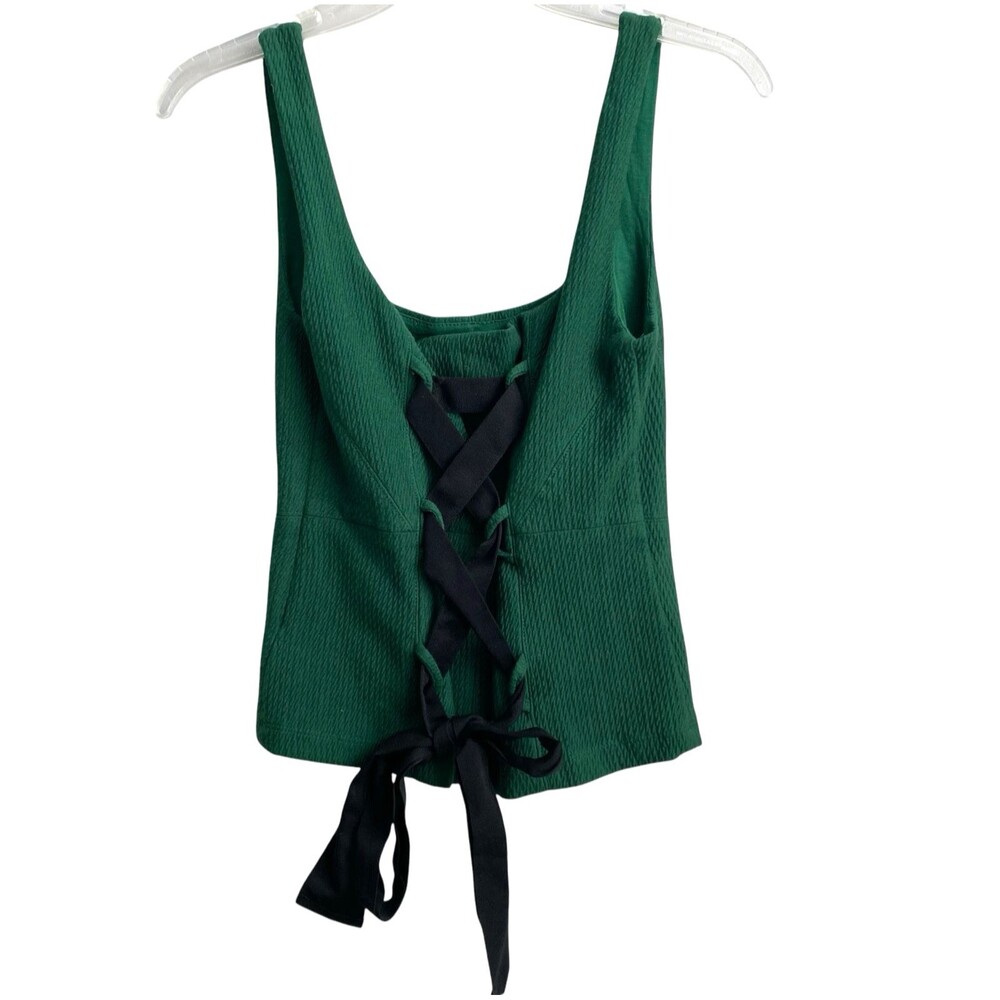 Maeve Deep Green Ribbed Tank Top - Picture 2 of 13